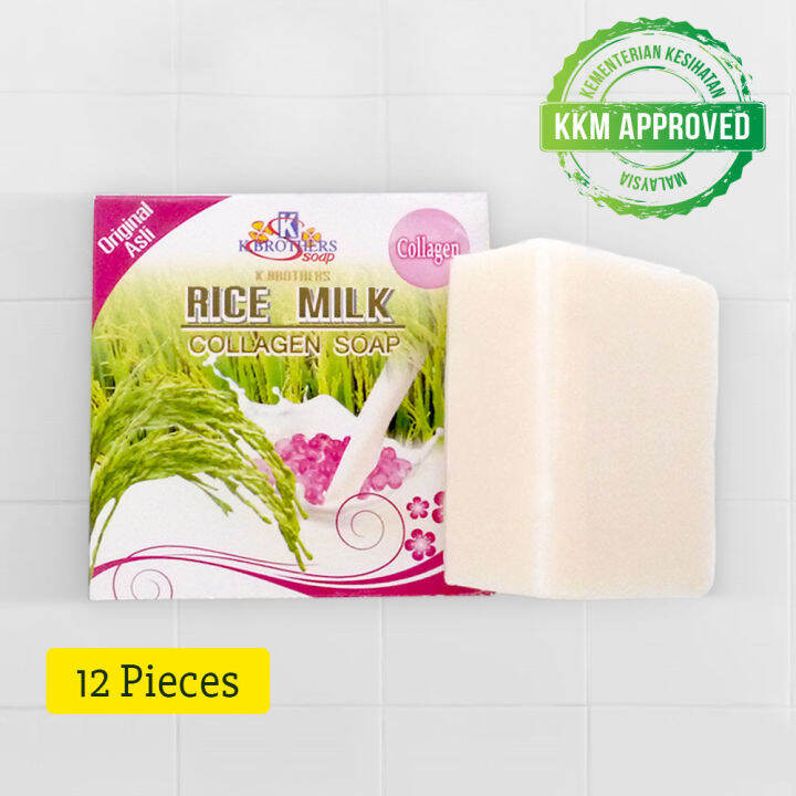 K Brothers Rice Milk Collagen Soap Sabun Susu Beras Kolagen 60g