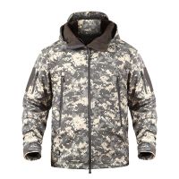 Outdoor Sports Waterproof Fleece Camo Jacket Army Fans Winter Hunting Climbing Riding Hiking Military Tactical Softshell Coat