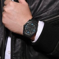 2023 New Trend Mens Woven Strap Black Large Dial Quartz Sports Wrist Watch