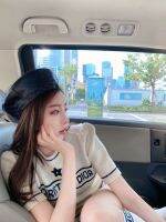 เสื้อแจ็คการ์ดแขนสั้นของผู้หญิงแขนสั้นแบรนด์เนมจากนักออกแบบชาวฝรั่งเศสดาวห้าแฉก