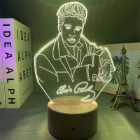 The Hillbilly Cat King of The Western Pop 3D LED Night Light Elvis Presley Figure For Kids Bedroom Decor Table Lamp Fans Gift