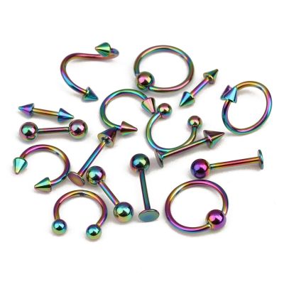 1Set Opean and American Fashion Mixed Suit Imitation Stainless Steel Allergic Nose Nail Body Piercing Jewelry
