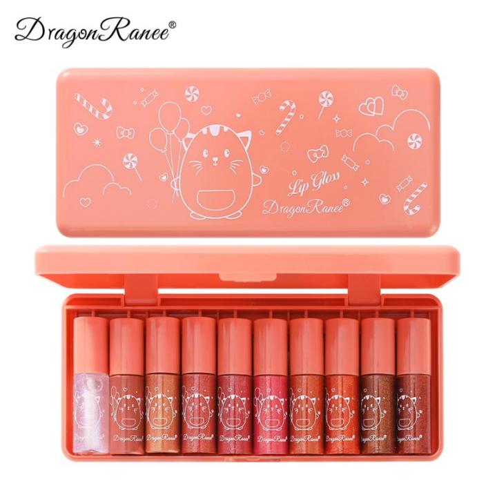 DRAGON RANEE Lipstick Set Makeup 10 Pcs Lip Gloss Matte Lasting Lip Glaze Moisturizing Smooth Korean Cosmetics Maquillaje TSLM1