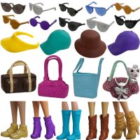 Mix Toy Sandals Glasses Bags For 1/6 Doll Fashion Sunglasses Shoes Handbag Caps For Barbie Doll Accessories Dressing Up Toys JJ