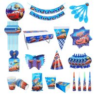 Disney Cars ตกแต่งเด็กโปรดปราน Lightning McQueen ถ้วยกระดาษแผ่น Baby Shower Disposable Tableware Supplies-Cailine