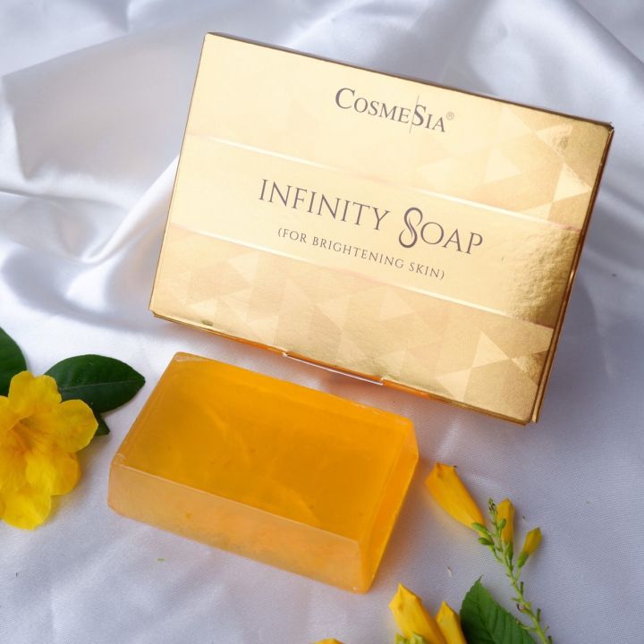 cosmesia-infinity-soap-for-brightening-skin-สบู่สำหรับผู้ที่ต้องการปรับสภาพผิวให้แลดูกระจ่างใสขึ้น-140กรัม