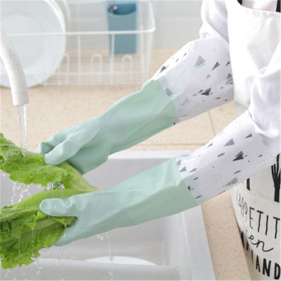 Rubber Long Sleeve Housewife Waterproof Wash Dishes Household Gloves Gloves-rubber