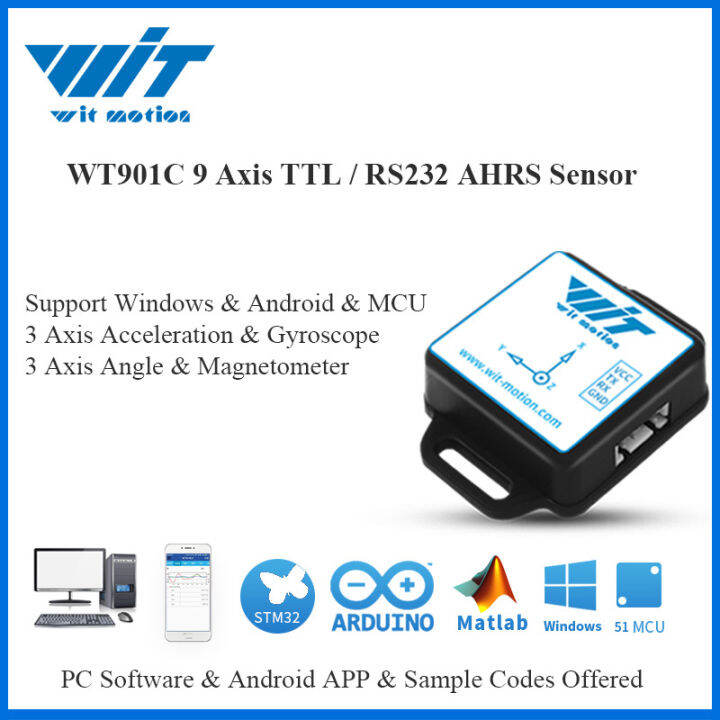 WT901C 9 Axis IMU Sensor Tilt Angle Roll Pitch Yaw + Acceleration ...