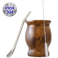 【lz】﹍✓✣  8oz Tea Yerba Mate Cup 304 Inox Dupla Parede Isolada Vacuum Aço Inoxidável Mate Straw Tea Coffee Set Com Colher Brush Bombilla