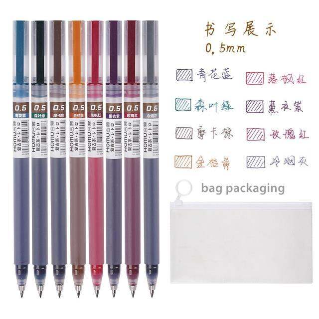 haile-8pcs-vintage-colored-gel-pens-set-0-5mm-large-capacity-quick-drying-ballpoint-pen-for-cute-journal-school-stationary