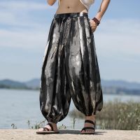 、’】【= New Chinese Summer Mens Harem Pants Ink Painting Loose Casual Style Pants 2023 New Fashion Sweatpants Plus Size M5XL