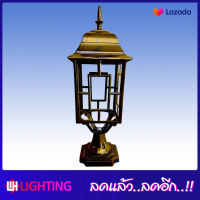 PP โคมไฟหัวเสา เหลี่ยมสีดำ/ดำปัดทอง เลือกโคมปล่าว/พร้อมหลอด LED-5W รุ่น WL-BL42-BK/BG