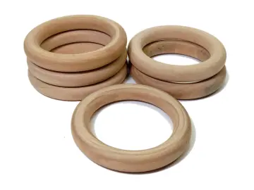 30 Pcs Natural Wood Rings 60mm Unfinished Macrame Wooden Ring Wood Circles  for DIY Craft Ring Pendant Jewelry Making 