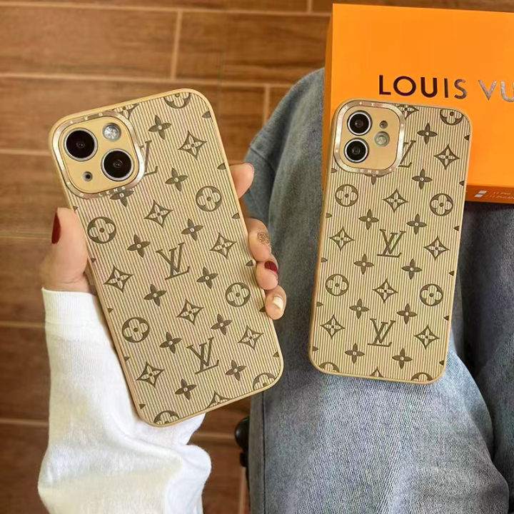 Luxury LV Leather iPhone Case with Lens Protector