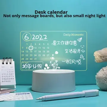 Clearance Acrylic Dry Erase Board with Light Up Stand, Glowing Acrylic  Message Board Desktop Memo Clear Erase Board Notepad LED Note Boards for  New