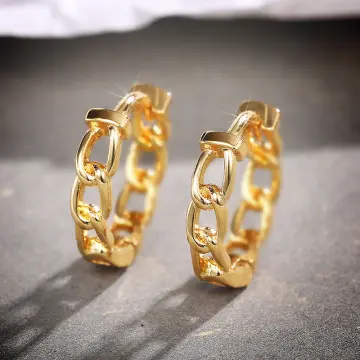 Gold chain sales hoop earrings