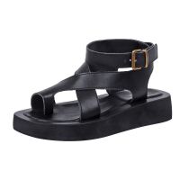 Sandals Women Summer 2023 New Clip Toe Sandals Ladies Genuine Leather Fashion Roman Women Shoes Sandals