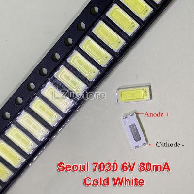 Seoul 7030 LED แบบ SMD 6V 80mA ไฟแสงขาวไดโอดเปล่งแสงสำหรับไฟแบล็คไลท์โทรทัศน์ LED LCD ซ่อมริ้วสายไฟ100ชิ้น