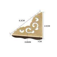 กล่องเครื่องประดับทองเหลืองไม้โบราณ4ชิ้นฝาครอบมุมป้องกันอุปกร์ตกแต่งมุมอุปกรณ์เสริมอุปกรณ์เหล็กเครื่องตกแต่งบ้าน