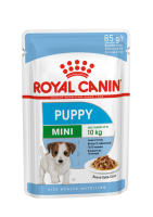 Royal Canin Mini Puppy (1กล่องมี12ซอง)อาหารเปียก ชิ้นเนื้อในน้ำเกรวี่ สำหรับลูกสุนัข พันธุ์เล็ก (85g)