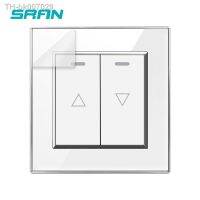 卐⊙  SRAN UK 2gang Roller shutter switchCrystal Acrylic panel 86mmx86mm Momentary reset switch white/black/gold A1010-24W