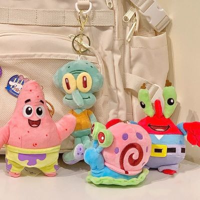 SpongeBob Cartoon Plush Doll SpongeBob Patrick Star Sandy Cheeks Kawaii Backpack Bag Pendant Stuffed Toys Decoration Kids Gifts