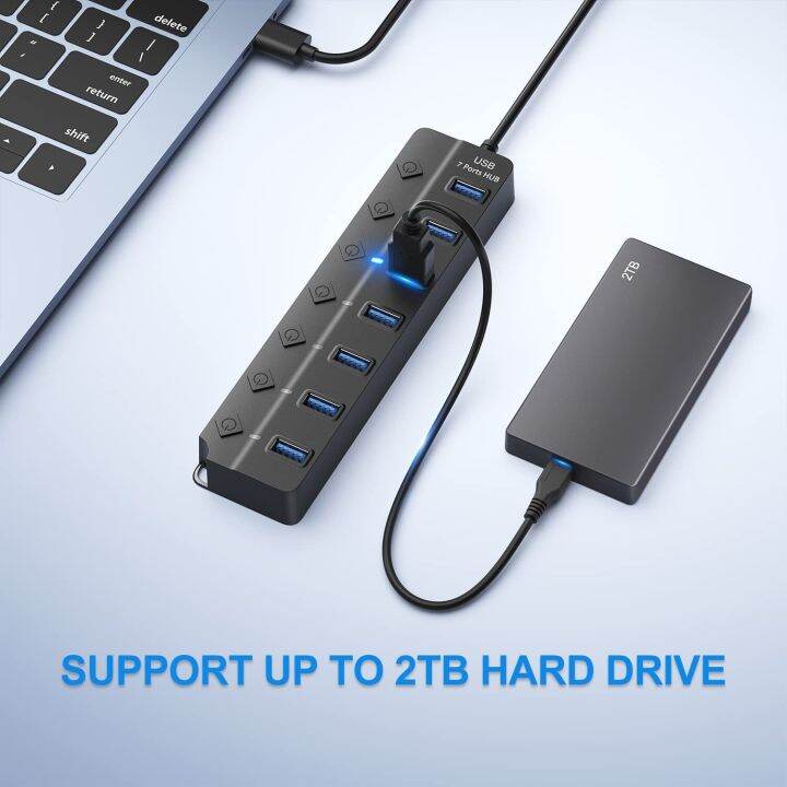 ฮับ-usb-3-0แยก-usb-ความเร็วสูง7พอร์ต2-0อะแดปเตอร์แปลงไฟพร้อมสวิตช์สายเคเบิลยาวสำหรับอุปกรณ์เสริมสำหรับ-pc-feona