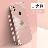 For Huawei P Smart 2019 / Nova Lite 3 / Honor 10 Lite Phone Case Shiny Maple Leaf Pattern Straight Edge case Soft TPU Silicone Shockproof Plating back cover Case with Free Hand Strap