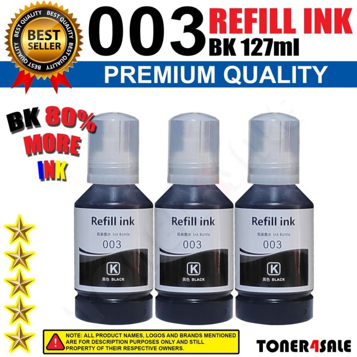003 Black Refill Ink 003 For Epson 003 L3110 L3210 L1110 L1210 L1250 L3150 L3250 L3150 L5190 9493