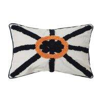 Boho Ethnic Style Woven Tufted Throw Pillow Case 3D Embroidery Black Orange Geometric Pattern Decorative Cushion Cover f