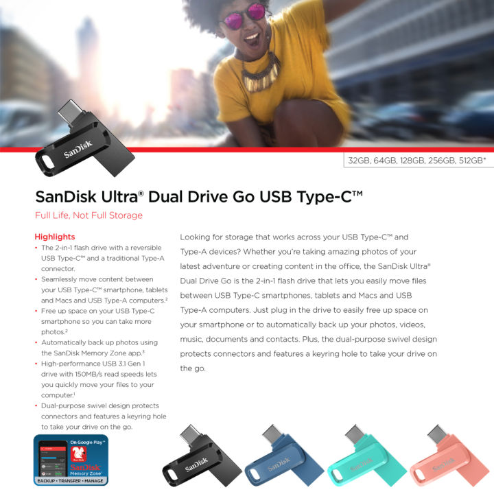 sandisk-ultra-dual-drive-go-128gb-usb-3-1-gen1-flash-drive-type-c-otg-speed-150mb-s-sdddc3-128g-g46-แฟลชไดรฟ์-2หัว-ประกัน-synnex-5ปี