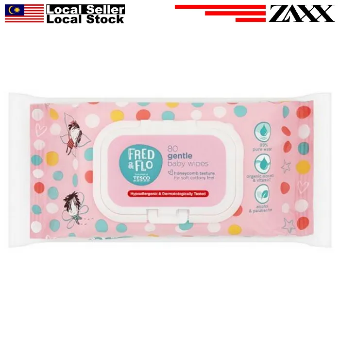 *Ready Stock* Tesco Lotus Fred & Flo Gentle Baby Wipes 80's x 2 Packs