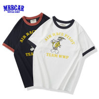 MBBCAR เสื้อยืดแขนสั้นสำหรับเด็กผู้ชาย,เสื้อยืดผ้าฝ้ายพิมพ์ลายนกสีกากีสีกากีพิมพ์ลายคู่สี230กรัม2023ฤดูร้อน