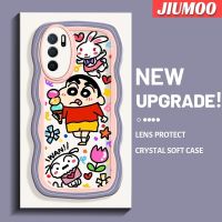 JIUMOO เคสสำหรับ OPPO A16 A16s เคส A54s เครยอนชินจังลายมาการอง Colour ขอบคลื่นนุ่มเคสมือถือกันกระแทกแบบใสกล้องสุดสร้างสรรค์เคสป้องกันการตกหล่นซิลิกาเจลฝาครอบป้องกันใหม่