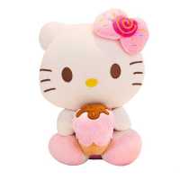 Hello Kitty ตุ๊กตาของขวัญคริสต์มาสตกแต่งไอศครีมหมอนยัดนิ่มลายสัตว์อนิเมะสำหรับเป็นของขวัญเด็กผู้หญิง