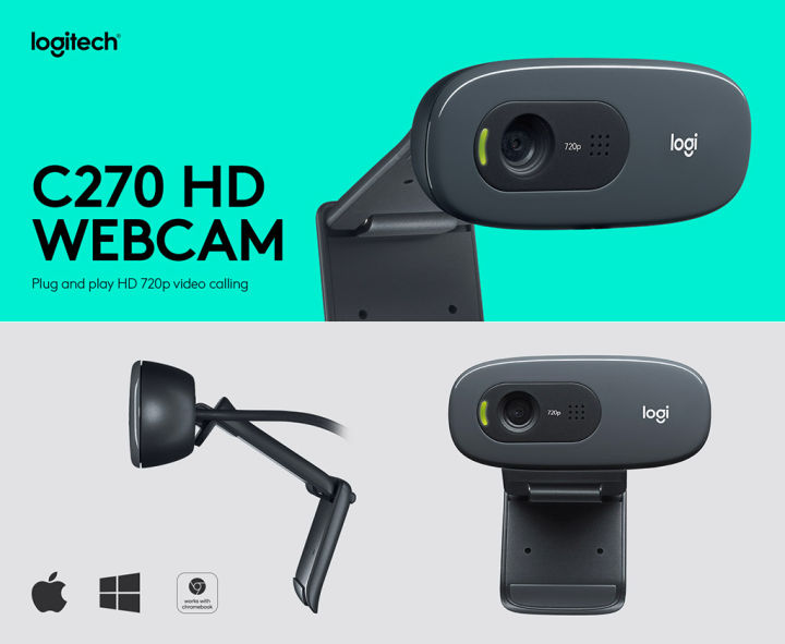 พร้อมส่งคุ้มราคา-logitech-webcam-c270-กล้องเวปแคมสนทนาผ่านทางวิดีโอ-hd-720p-แบบ-plug-and-play-ประกันศูนย์2ปี