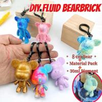 Mini DIY Fluid Bearbrick Keychain Colored Bear Paint Parent-child Fluid Toys Painting Kids T8A7