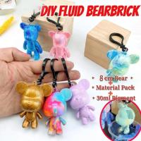 Mini DIY Fluid Bearbrick Keychain Colored Bear Paint Fluid Toys Kids Parent-child Painting P0T8