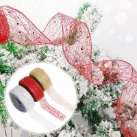 2M Christmas Ribbon Bronzing Ribbon Hollow Out Shiny Gold Ribbon Christmas Gift Packaging tape Wedding Christmas Tree Decoration Gift Wrapping  Bags