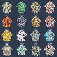 Summer short-sleeved shirt mens thin section Hong Kong style retro casual Hawaii travel floral beach flower shirt fashion