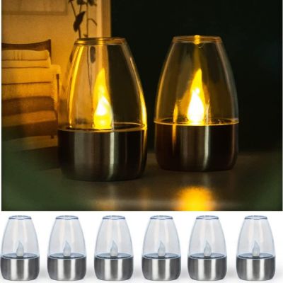 【CW】 Solar Candle Lights LED Tea Light Candles Outdoor Waterproof Garden Lawn Dinner Night for Christmas Halloween Valentine 39;s Day