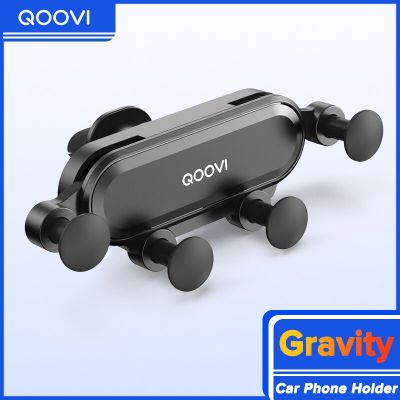 QOOVI Gravity Phone Holder Stand For Car Air Vent Mount Phone Holder Support GPS No Magnetic Mobile For iPhone 14 Xiaomi Samsung Car Mounts