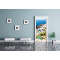 Free Shipping self adhesive Door Sticker Greece Building Photo Wallpaper mural Wall Print Decal Wall Deco Wall Mural Photo