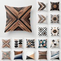 Creative Wood Texture Marble Pillows Cases Modern Nordic Geometric Cushions Case Farmhouse Home Decor Sofa Couch Throw Pillows Fishing Reels