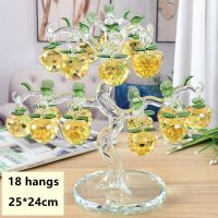 Beautiful Glass Crystal Apples Tree with 36 pcs Apples Fengshui Crafts Chirstmas Tree Hanging Ornament Housewarming Gifts