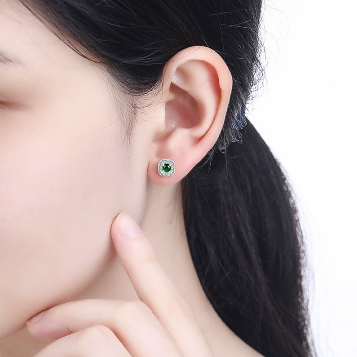 ต่างหูหยกสีเขียวเข้มของผู้หญิง-timeswind-ที่มีใบรับรองเทรนด์-s925หยกธรรมชาติth