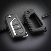 Angel Car Key Case Cover For Toyota Camry Collara Ascent Crown Rav4 Reiz Carbon Fiber Car Key Bag Holder Fob Shell Keychain