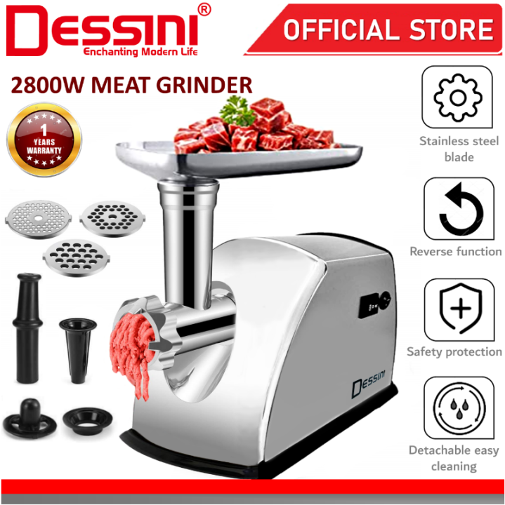 DESSINI ITALY Stainless Steel Electric Meat Grinders Sausage Maker Stuffer Blender Chopper Mixer