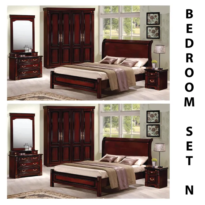 MODERN BEDROOM SET /4 DOORS WARDROBE / BEDFRAME/ DRESSING TABLE/SIDE