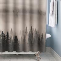 Landscape Misty Forest Shower Curtain Watercolor Nature Woodland Tree Deer 3D Print Fabric Bathroom Curtain With Hooks180x180cm